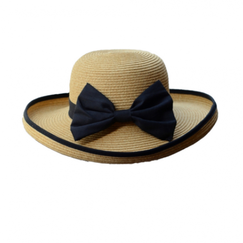 Summer/ Spring Hat, Black Bow Straw Hat